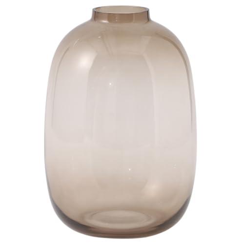 YANWE1 Brown Glass Vase, 10 Inches Large Glass Vase, Tall Glass Vases for Flowers, Modern Round Vases for Living Room, Dining Table, Shelf, Wedding, Office, Home