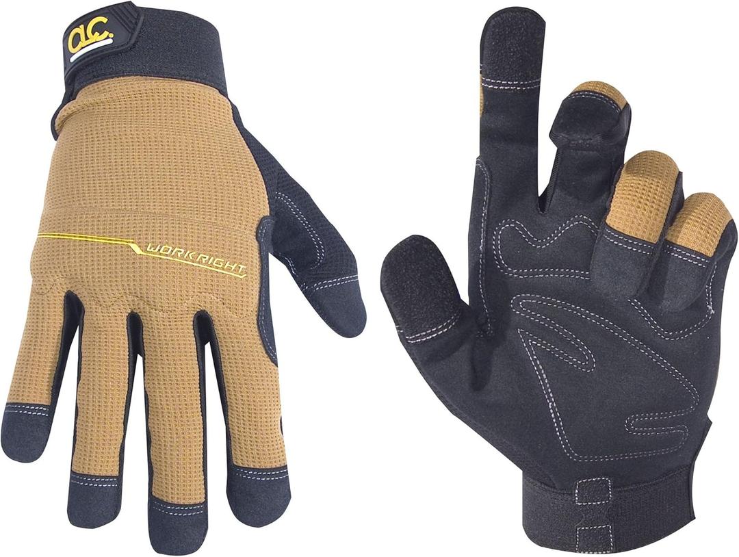 Custom Leathercraft124X Workright Flex Grip Work Gloves, Shrink Resistant, Improved Dexterity, Tough, Stretchable, Excellent Grip Assorted, Extra Large