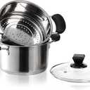 ZENFUN 1.8 Quart Stainless Steel Steamer Pot with Basket, Stock Pot with Glass Lid, Mini Steaming Pot Cookware with Handle, Metal Cooking Steamer for Vegetable, Stews, Pasta, Sauce, Individual-use