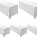 Surmente 5 Pack White Rectangle Tablecloth 90 x 156-inch Rectangular Polyester Table Cloth for Weddings, Banquets, or Restaurants