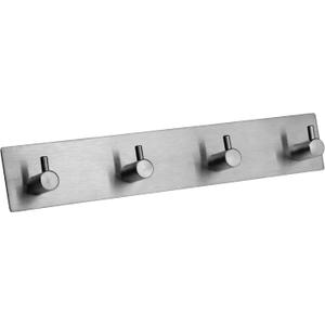 Self Adhesive Towel Hooks for Bathrooms Brushed Nickel Stick on Wall Bath Hanger Peel and Matte Shower Coat hook Mount 4 hooks, Silver