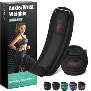 Frelaxy Ankle Wrist Weights for Women Men Kids, Comfy& Adjustable Leg Arm Weights Set for Walking, Gym, Yoga, Pilates, Dance, Cardio & Strength Training 1lb 2lbs 3lbs 1 Pair (Black/Pink)