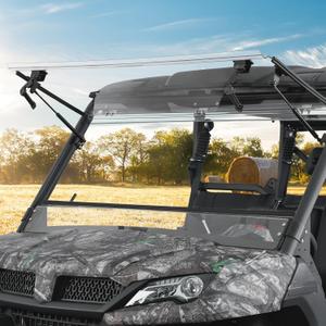 KEMIMOTO 3-IN-1 Flip Front Windshield Compatible with CFMOTO Uforce 1000 / 1000 XL, Upgraded Handles Windshield with Pre-Installed Rubber Strips Anti-edge-lifting Front Window Accessories