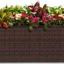 LEWIS&WAYNE Large Rectangular Block Planter Box Handmade Wicker Tall Planters for Outdoor Plants with Removable Liners Modern Planter for Indoor Outdoor Patio Deck - Brown, 36''x12''x16''