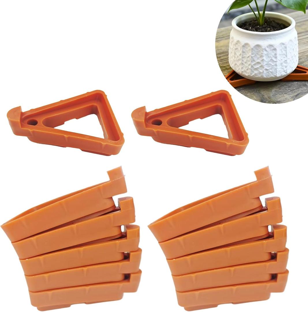 Plant Pot Feet & Risers - 12 Pcs of Planter Feet for Outdoor Pots,Plant Risers for Pots Outdoor,Pot Feets for Indoor Outdoor Planters & Gardening Plant Container (Brick-red)