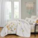 Dinjoy Quilt Set Full Size Yellow, Floral Bedspreads 3 Pieces Reversible Quilts Bedding Set Microfiber Lightweight Bedspread Coverlet Farmhouse Set for Women Girls 78"x90"