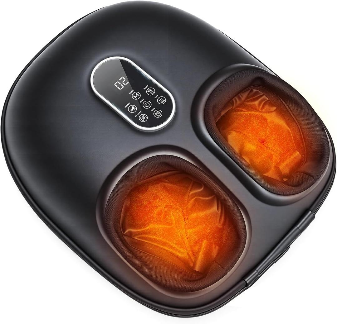 NEWBULIG Foot Massager Machine with Heat, Air Compression and Deep Kneading, 6 Modes Shiatsu Foot Massager for Muscle Relief, Gifts for Women, Men and Parents