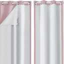 Simplebrand 100% Blackout Curtain Liner for Bedroom, Thermal Insulated Blackout Liners for 63 Inch Behind Curtains, 2 Liners Per Set with 14 Pieces Rings, Each 40" W x 58" L, Greyish White