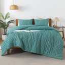 Andency Grayish Teal Comforter Set Full Size, Boho Soft Warm Bedding Comforter Sets for Full Bed, 3 Pieces Vintage Chevron Tufted Aesthetic Comforter Set