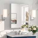 Keonjinn 20 x 26 Inch Medicine Cabinet for Bathroom, Silver Mirrored Medicine Cabinet, Assembly Required, Freely Adjustable Shelves, Tempered Glass, in Wall or Surface Mount