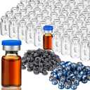 200 Pack 2ml Glass Vials Clear Glass Empty Vials for Injection with Plastic-aluminum Flip Caps and Rubber Injection Stoppers Flat Bottom Lab Vial (Blue Lid)