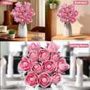 Pink Rose Building Flower Bouquet Set for Adults, Compatible with Lego Flowers, Artificial Plant Home Decor, Creative DIY Building Toys, Romantic Gifts for Mother's Day Her Birthday Valentine's Day