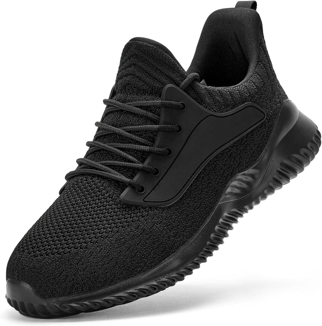 SDolphin Walking Shoes Mens Sneakers - Slip on Memory Foam Tennis Running Shoes for Athletic Workout Gym Jogging Lightweight Breathable Casual Sneakers (9, Black)