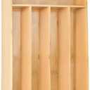 Besilord Silverware Organizer Kitchen Drawer Organizer Utensil Organizer Bamboo Silverware Holder Cutlery Organizer in Drawer Flatware Organizer Tray(5 slots, Natural