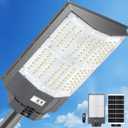 10500W Solar Street Lights Outdoor, 650000LM 7000K Solar Parking Lot Lights Dusk to Dawn 40000mAh IP67 Waterproof Pole Security Flood Lamps with Motion Sensor and Remote for Yard, Garage, Driveway,  136A-L