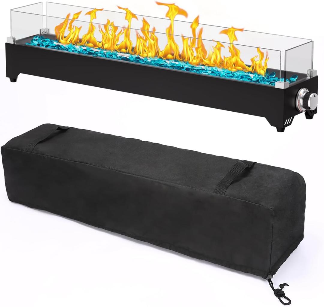 Tabletop Propane Fire Pit 36 Inch, 50000 BTU, Stainless Steel Outdoor Table Top Firepit with Cover and Wind Guards, Portable Tabletop Fire Pit for Patio and Camping