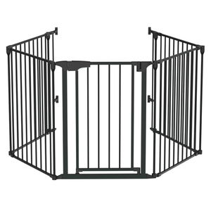 Bonnlo 120-Inch Wide Metal Baby Safety Fence/Play Yard Adjustable Fireplace Hearth BBQ Fire Gate Christmas Tree Gate 5-Panel Playpen for Toddler/Pet/Puppy/Cat/Dog, 25.39"W x 29.3" H Each Panel, White