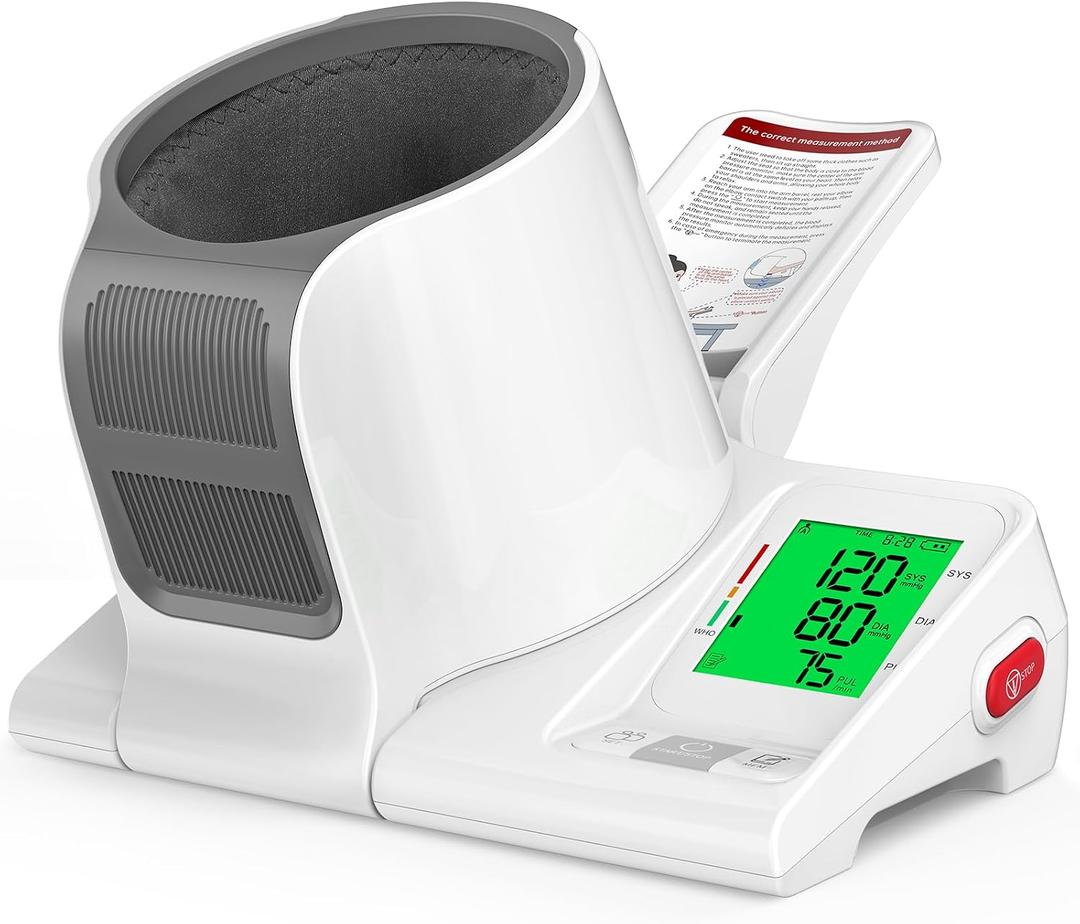 52HZ Barrel-Type Blood Pressure Monitor, One-Touch Upper Arm Blood Pressure Monitors for Home Use, Auto-Fit Wide Range 7.1"-16.5" Blood Pressure Machine, 3-Color Backlight, 2 Users 2×99 Memory