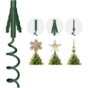 Christmas Tree Topper Holder  Universal Twist-On Stabilizer with Adjustable Attachment for Tree Top Decorations, Fits Most Tree Bases (Green)