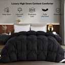 SNOWMAN Premium Down Comforter Queen Size, Luxurious All Season Duvet Insert with Cotton Blended Fabric, Pinch Pleat Design Hotel Bedding Comforter (Black,90"x90")
