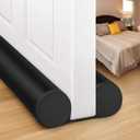MAXTID Door Draft Stopper for Bottom of Doors Large Door Sweep Under Door Light Blocker Adjustable 34" Black (34" (Up to 1.7" Gaps))