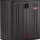 Suncast Commercial Heavy-Duty 9 Cubic Ft. Resin Storage Cabinet with Lockable Handles, Adjustable Metal-Reinforced Shelves for Garage or Workspace, Black, Made in The USA