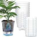 Wonderjune Self Watering Pots for Indoor Plants with Deep Reservoir and High Drainage Holes for Outdoor Plants and Flowers, Bare Root Planter(5.91'',Clear,9 Pcs)
