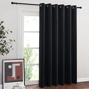 NICETOWN Blackout Curtain for Sliding Door, Patio Door Curtains, Thermal Insulated Wide Drapes/Draperies for Bedroom (Black, 3.5ft x 5ft )