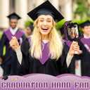 24 Pcs Custom Graduation Cutout Face Fans with Handle Double Sided Grad Party Supplies Class of 2026 Grad Photo Props Blank DIY Photo Frame for Graduation Party Souvenirs(Purple)