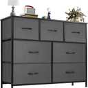 OLIXIS 7 Drawer Fabric Dresser for Bedroom, Clothes Storage Tower, Gray, 11.8"D x 39.4"W x 30.1"H