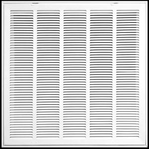 HVAC Premium 25" X 25" Steel Return Air Filter Grille for 1" Filter - Fixed Hinged - HVAC Duct Cover - Flat Stamped Face - White [Outer Dimensions: 27 5/8"w X 27 5/8"h]