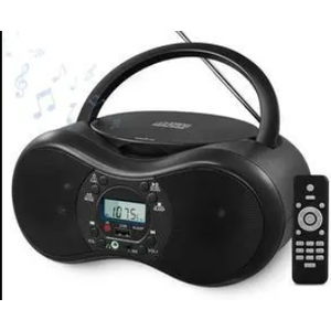 Portable CD Player Boombox for Home with FM Radio, Bluetooth, CD-R/CD-RW/MP3 CDs Playback, Remote Control, USB Port, 3.5mm AUX-in & Headphone Jack, Dual Stereo Sound, LCD Display, Sleep Timer