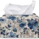 Blue Tissue Tissues Boxes Holder Floral Tissue Box Cover Rectangular Beige Leather Tissue Tissue Box Holder Hotel Easy to Clean Tissue Case