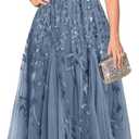 Pinup Fashion Plus Size Formal Dresses - Evening Gowns Wedding Sequin Embroidery V-Neck Prom Long Dress, Size 18 W
