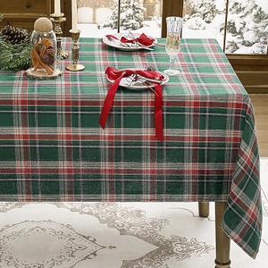 Romanstile Christmas Checkered Tablecloth Rectangle - 54 x 80 Inch - Green Buffalo Plaid Cotton Flannel Table Cloths, Xmas Winter Stain Resistant Washable Table Cover for Holiday/Party/Dining Decor