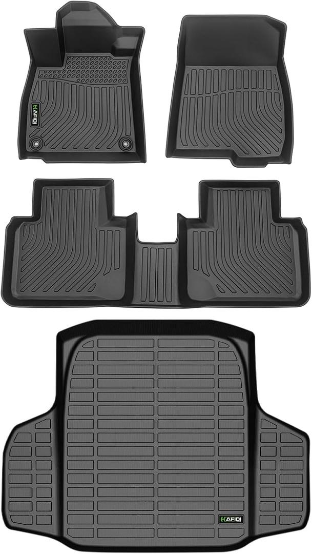 All Weather Car Floor Mats & Cargo Liner for 2018-2022 Honda Accord/Accord Hybrid 10th Custom Fit Full Set Accessories - Black