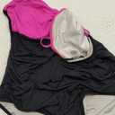 Eomenie One Piece Swimsuit for Women Tummy Control Ruched Bathing Suit Cutout U Wire Swim Suits Hot Pink Black, Size L