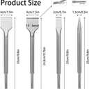 Heavy-Duty 4-Piece SDS Plus Chisel Bit Set - Alloy Steel Concrete Chisels for Demolition & Renovation - Flat, Wide, Pointed & 15 Tile Chisel (250mm/10")