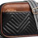 BOSTANTEN Quilted Crossbody Bags for Women Vegan Leather Purses Small Shoulder Handbags with Wide Strap, Black and Brown