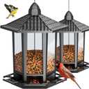 Birdream 2 Pack Bird Feeders for Outdoor Hanging, Retro Pagoda Design Fun Installation Bird Feeder, Attracting Wild Birds Chickadees Goldfinches Cardinals Finches and Sparrows, Black