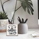 4 x Rise & Shine It’s Coffee Time Wooden Block Plaque - Brown & Gray Tabletop Sign Decor For Friend Family Coworker - 5"x5" Room Cafe Coffee Bar Wood Block - Funny Desk Gifts Favors & Supplies - A08