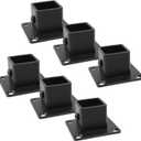 Antrader Post Base, 6 Pcs Square Stainless Steel Flange Anchor Base, Heavy Duty Deck Post Brackets with Screws for Fence Deck Railing (3/4" x 3/4") (Black)