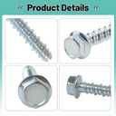 50Pcs 3/8 x 3 Concrete Screws, Masonry Screws Heavy Duty Carbon Steel, Zinc Plated Hex Head Large Diameter Concrete Anchors Fits for Brick, Blocks, Cement