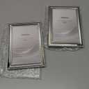 Classy Silver Plated 4x6''Photo Frame 2 pack, Classic Beaded picture frame 6x4'',Real glass front and Velvet Backing,Perfect Gifts and Treasured Memories