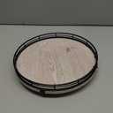 9" Wooden Lazy Susan Organizer for Cabinet, Turntable Round Decorative Tray for Kitchen Sink, Countertop Organizer, Bathroom Counter Organizer for Skincare Makeup, Rustic Whitewashed