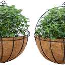 NUPTIO 2 Pcs 14 Inch Hanging Planters for Indoor Wall Planter Pots with Coconut Liners Wire Large Garden Artificial Faux Flowers Basket for Summer Outdoor Outside Fence Decoration