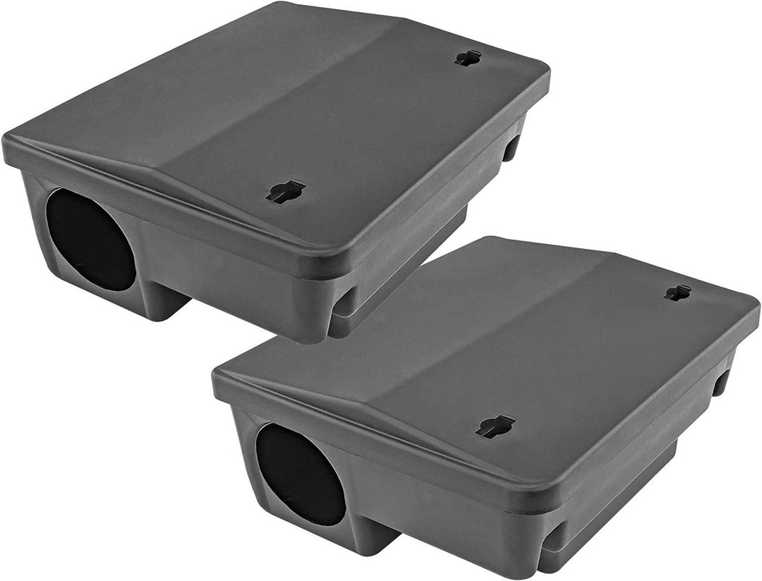 iTrap Mice & Rat Bait Stations 2 Pack Rodent Control Boxes, Child & Pet-Safe Locking Design, Indoor/Outdoor Use with Mounting Brackets