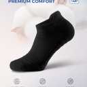 CS CELERSPORT 6 Pack Athletic Running Ankle Socks, Cotton Low Cut Cushioned Anti-Blister Tab Sports Socks Men Women (Black, L)