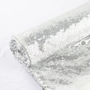 Partisout Sequin Fabric Glitter Fabric 3mm 2 Yards Sequin Fabric by The Yard Sparkly Fabric Little Mermaid Fabric Outdoor Glitter Fabric Sequence Material for Dress Clothing Wedding (2 Yards, Silver)