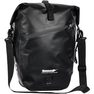 Rhinowalk Bike Bag Waterproof Bike Pannier Bag for Bicycle Cargo Rack Saddle Bag Shoulder Bag Laptop Pannier Rack Bicycle Bag Professional Cycling Accessories (27L, Black 27L)
